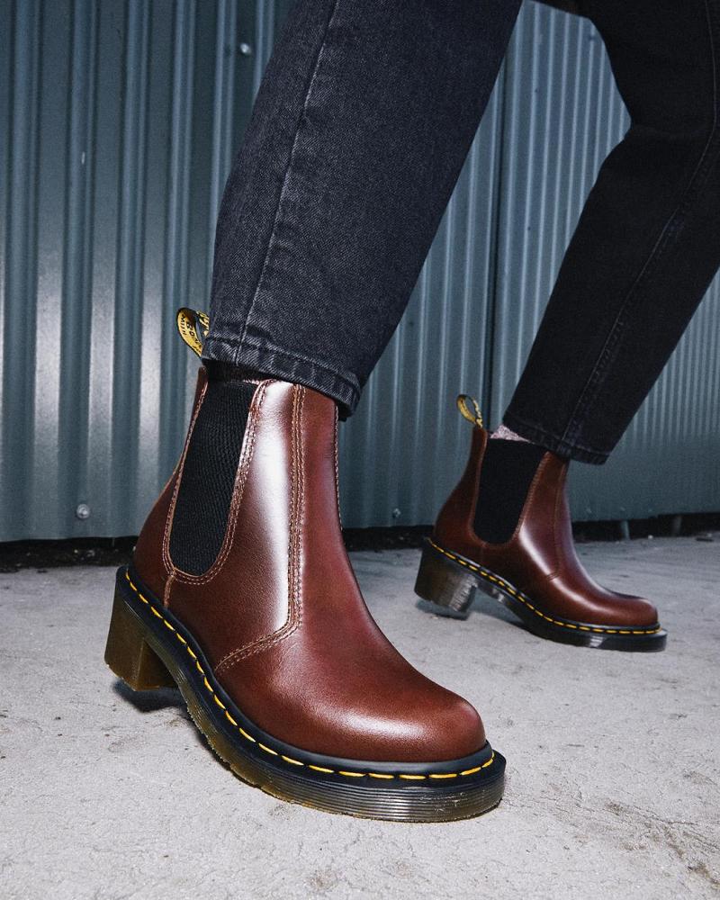 Dr Martens Cadence Leren Hak Hakken Laarzen Dames Bruin | NL 635WNB